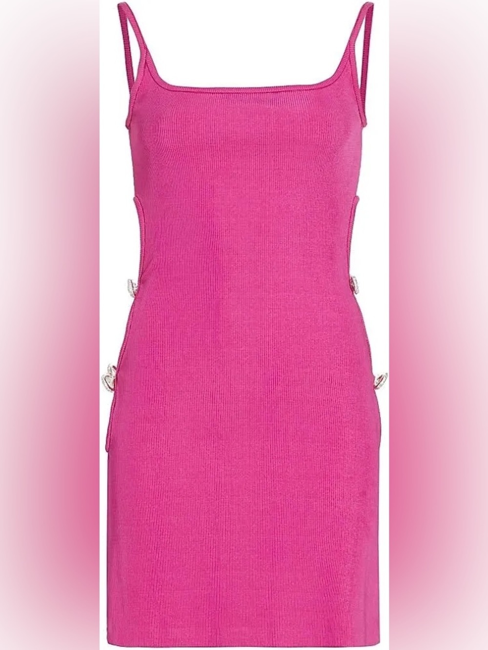 NWT Mach & Mach Pink Rib-Knit Crystal Bow Cut Out Mini Dress size 36 US 6